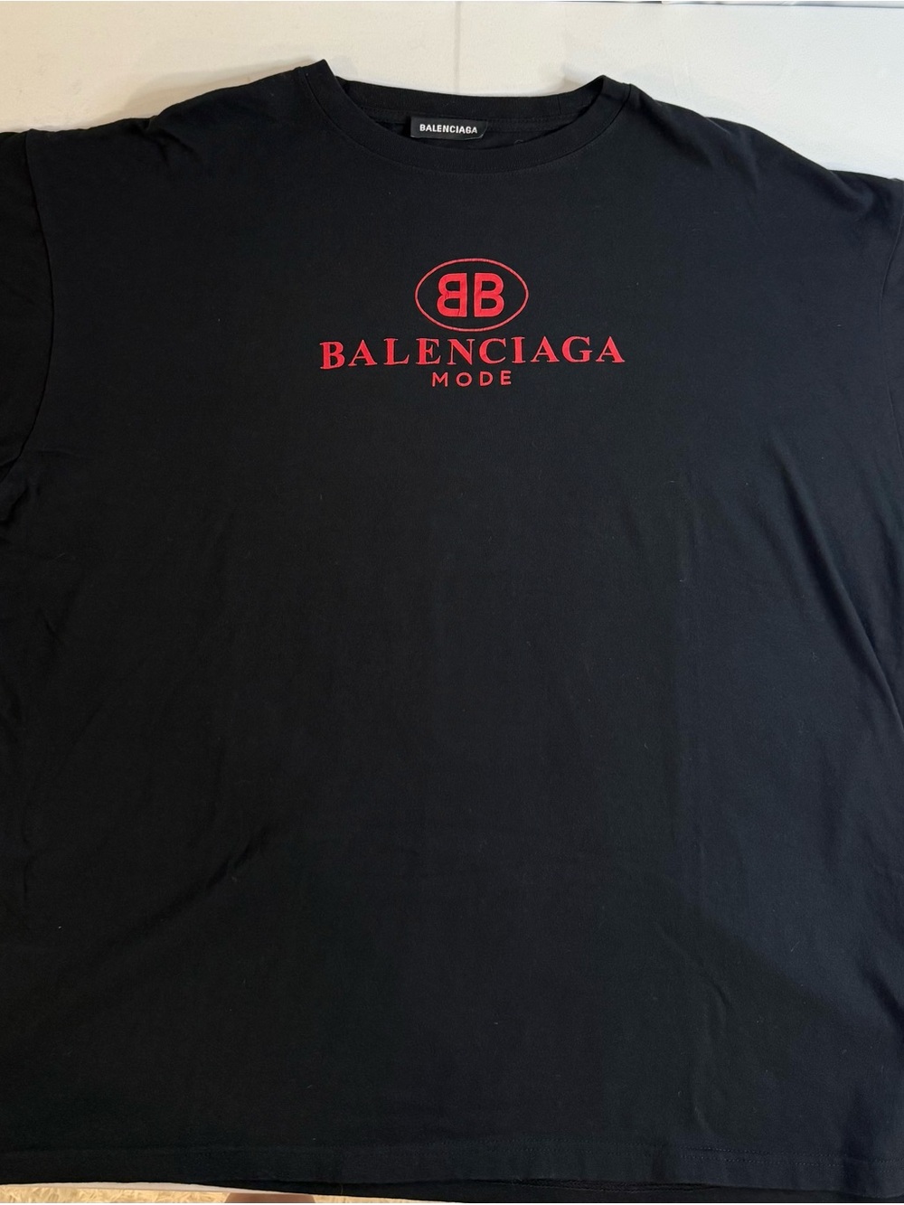 Balenciaga BB Mode Logo Tee Black Red Oversized L